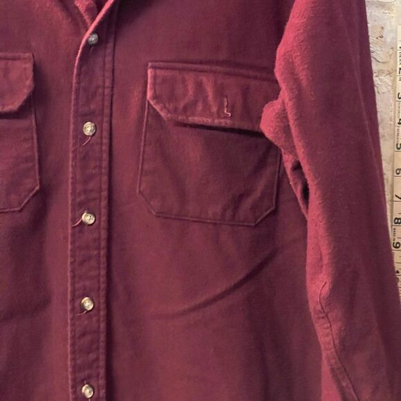 Vintage Woolrich Burgundy Flannel Button-Up Shirt – Size L - Picture 3 of 8